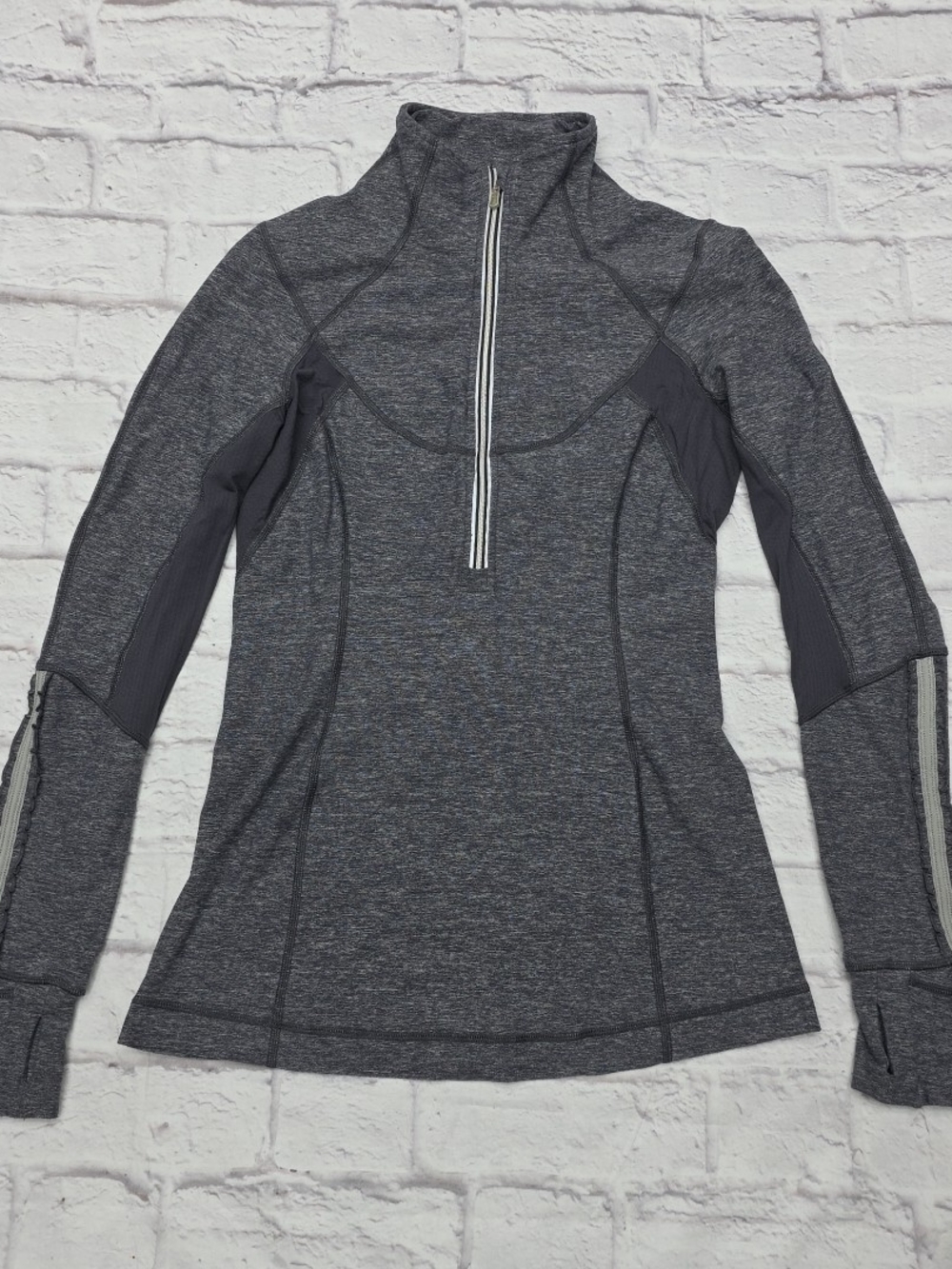 Lululemon Run Pace Setter 1/2 Zip Jacket Sz 8 Gray Pullover Cowl Neck Athletica